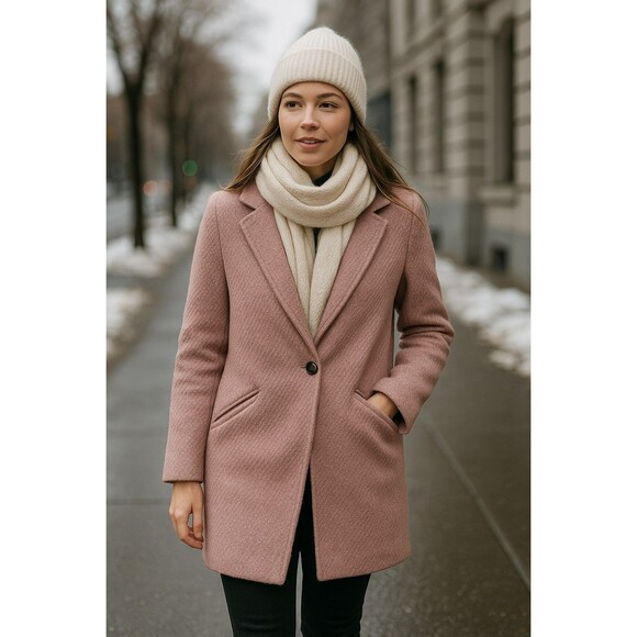 Christian Siriano New York Pink Wool Blend Coat Jacket Women’s Medium 1 Button - Picture 1 of 12